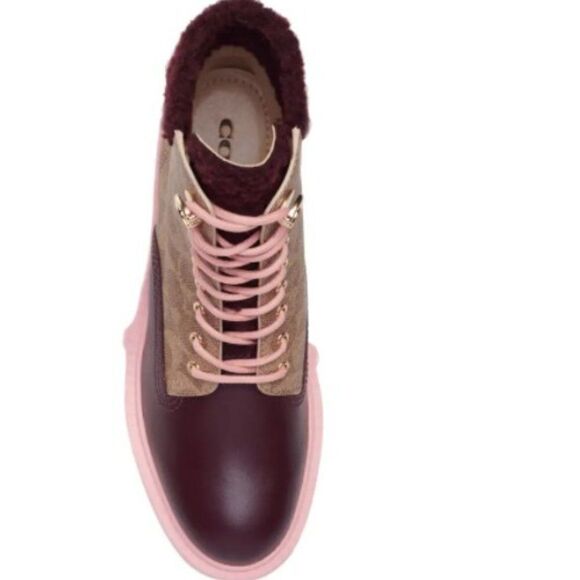 COACH Lorimer Coated Canvas Monogram Combat Booties Sz 5 NIB - Picture 2 of 6